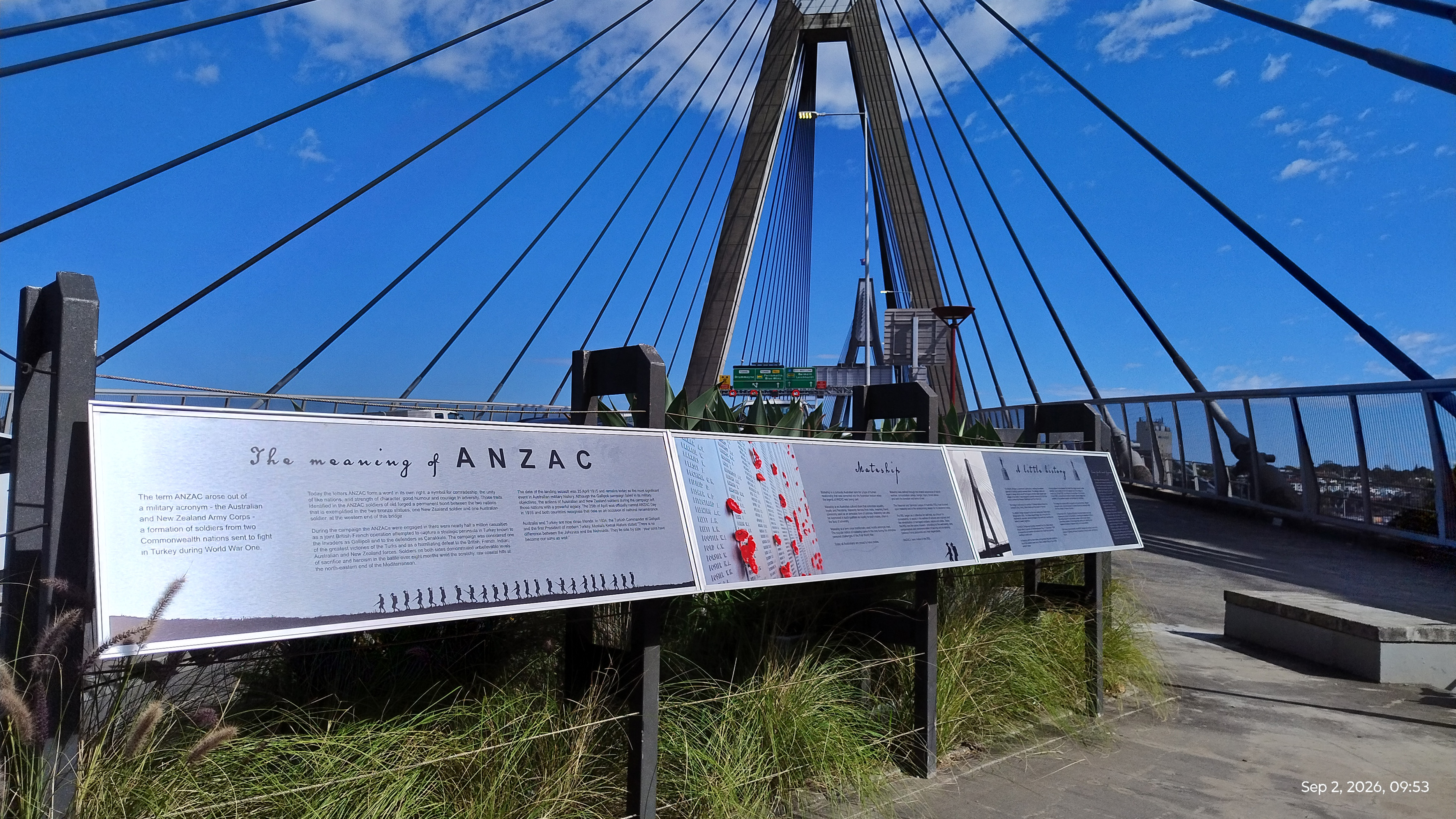 Display at the city end of the bridge